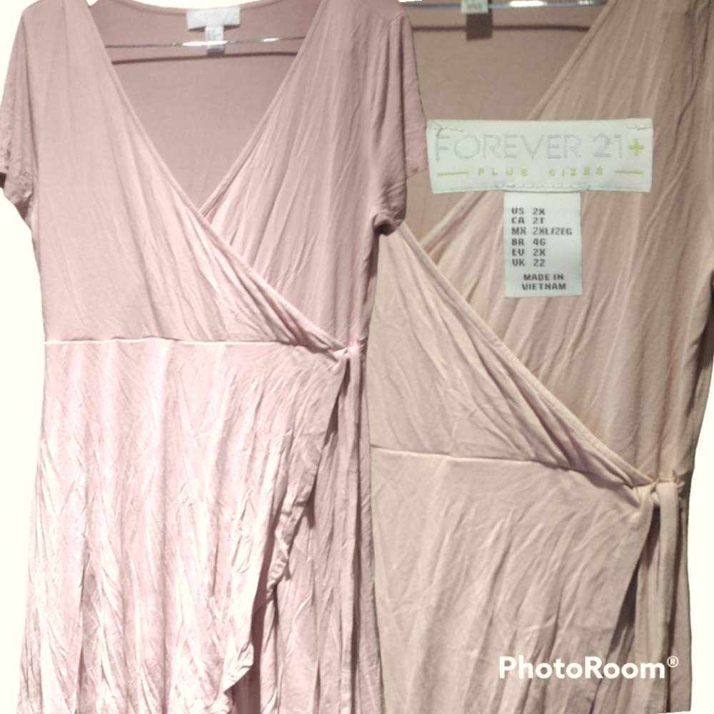 Pastel Pink Faux Wrap Dress